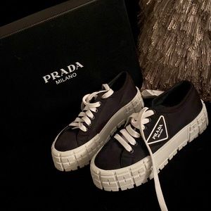 Authentic Black Prada platform sneakers